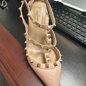 Valentino Blush Pink Heels with Gold Studs
